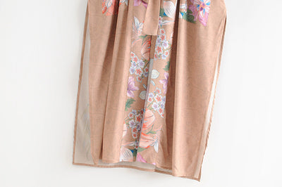 JOLIE – Lång kimono med blommor & påfågelmönster | Elegant & luftig